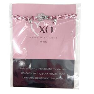 NEW Effy Womens Royal Rope Bracelet Pink Burgundy XO Heart Braided Cruise Sealed